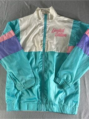Vintage 90s Limited Edition Good Luck Trolls Windbreaker Jacket Colorblock S